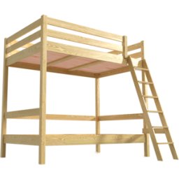 ABC MEUBLES Lit superposé adulte 120x200 double 2 places échelle bois Sylvia - Miel