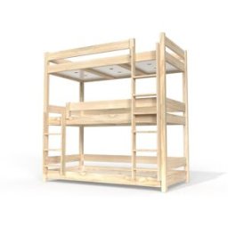 ABC MEUBLES Lit superposé 3 places 90x190 en bois massif ABC - Brut (sans vernis)