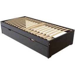 ABC MEUBLES Lit gigogne 80x190 Malo pin massif - Noir