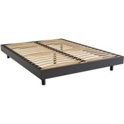 ABC MEUBLES Sommier à lattes 2 places bois Kit France - 140x200 - Noir