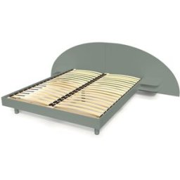 ABC MEUBLES Lit 160x200 2 places bois avec tête et chevets ARC - Gris