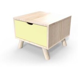 ABC MEUBLES Table de chevet Scandinave bois Viking + tiroir - Vernis naturel/Jaune