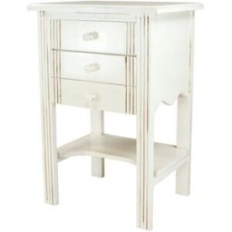 ABC MEUBLES Console Hall d'entrée bois + tiroirs - Blanc Antique