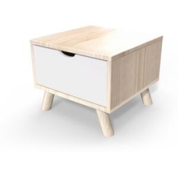 ABC MEUBLES Table de chevet Scandinave bois Viking + tiroir - Vernis naturel/Blanc
