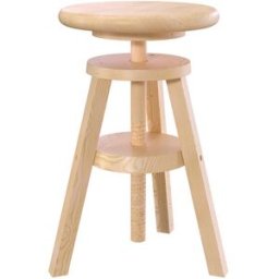 ABC MEUBLES Tabouret réglable à vis en bois - Vernis Naturel