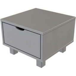ABC MEUBLES Table de chevet bois Cube + tiroir - Gris