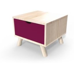 ABC MEUBLES Table de chevet Scandinave bois Viking + tiroir - Vernis Naturel/Prune