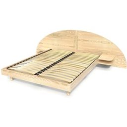 ABC MEUBLES Lit 160x200 2 places bois avec tête et chevets ARC - Vernis Naturel