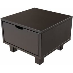 ABC MEUBLES Table de chevet bois Cube + tiroir - Noir