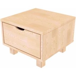 ABC MEUBLES Table de chevet bois Cube + tiroir - Brut (sans vernis)
