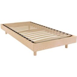 ABC MEUBLES Sommier à lattes 1 place bois Kit France - 80x190 - Vernis Naturel