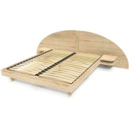 ABC MEUBLES Lit 2 places bois 140x190 avec tête et chevets ARC - Brut (sans vernis)