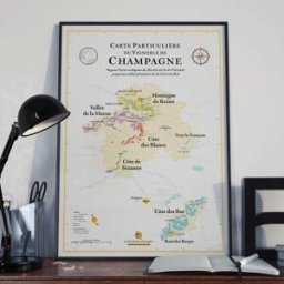 La carte des vins Affiche - Carte des vins de Champagne - 50 x 70 cm