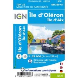 Carte de randonnée IGN Top 25 Mini n° M1330 OT - Ile d'Oléron, Ile d'Aix