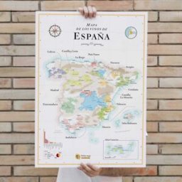 La carte des vins Affiche - Carte des vins d'Espagne - 50 x 70 cm