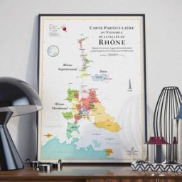 La carte des vins Affiche - Carte des vins de la vallée du Rhône - 50 x 70 cm