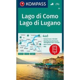 Carte de randonnée n° 91 - Lac de Côme, lac de Lugano + Aktiv Guide (Italie, Suisse) Kompass