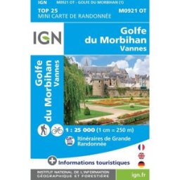 Carte de randonnée IGN Top 25 Mini n° M0921 OT - Golfe du Morbihan, Vannes