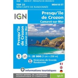 Carte de randonnée IGN Top 25 Mini n° M0418 OT - Presqu'île de Crozon, Camaret-sur-Mer