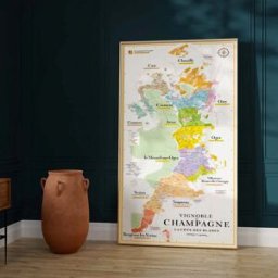 La carte des vins Affiche - Carte des Crus de Champagne (La Côte des Blancs) - 50 x 100 cm
