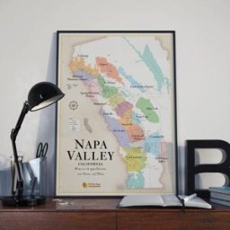 La carte des vins Affiche - Carte des vins de la Napa Valley - 50 x 70 cm