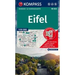 Carte de randonnée n° 833 - Eifel (Allemagne), lot de 4 cartes Kompass