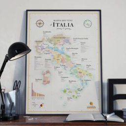 La carte des vins Affiche - Carte du vignoble italien - 50 x 70 cm