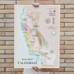 La carte des vins Affiche - Carte des vins de la Californie - 50 x 70 cm