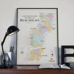 La carte des vins Affiche - Carte des crus du Beaujolais - 50 x 70 cm