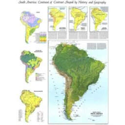 National Geographic Historic POD 1972 Carte physique de l'Amérique du Sud (carte)
