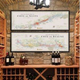 La carte des vins Affiche (lot de 2) - Carte des climats de la Côte de Nuits et Côte de Beaune (Bourgogne) - 150 x 50 cm
