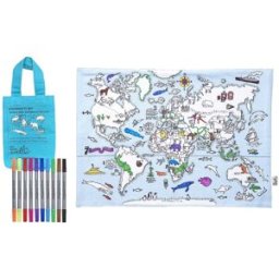 Set de table à colorier - Carte du monde : animaux et vie marine Eat Sleep Doodle
