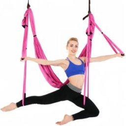 INF Sangle de yoga en nylon (hamac + sangles d'extension) - Portable et pliable Rose