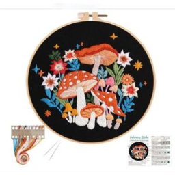 INF Kit de Broderie DIY Champignons Familiaux - Kit de Démarrage Complet pour Débutants - Couleurs Assorties