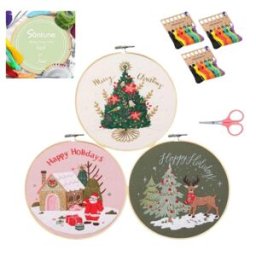 INF Kit de broderie DIY de Noël : Bonhomme de neige et renne (lot de 3)