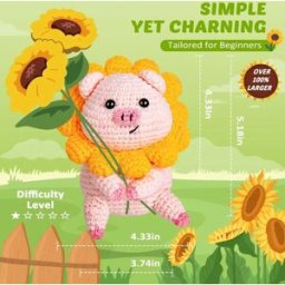 INF Kit de Matériel de Bricolage Crochet Poupée Tournesol Cochon