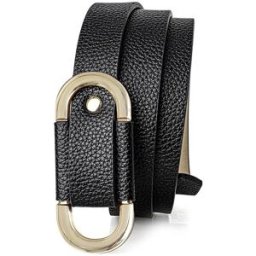 INF Ceinture ajustable sans boucle en cuir PU pour femmes, idéale pour robes Le noir