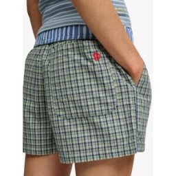 Superdry Femme Short en Coton Mini Carreaux Coupe Ample Green Taille: 44