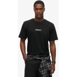 Superdry Homme T-shirt Ample Micro Logo Graphic Noir Taille: M