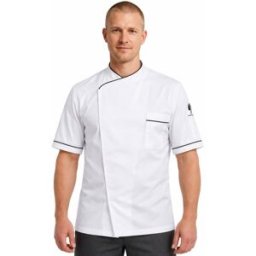Isacco Veste de chef homme Dubai Blanc/Noir 65% Polyester 35% Coton