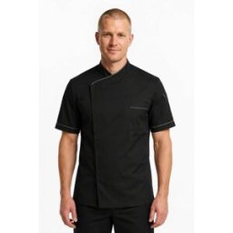 Isacco Veste de chef Dubai Noir/Gris 65% Polyester 35% Coton