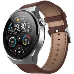 Montre Connectée Élégante Noir Cuir Support Appel Bt Suivi Santé Étanche Ip68 Argent Yonis