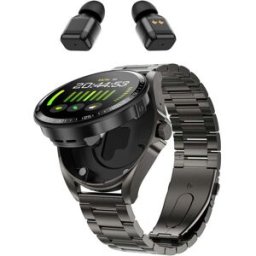 Montre Connectée Deux En Un Avec Écouteurs Bluetooth Écran Hd 1,46 Pouce Noir + Acier Noir Yonis
