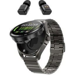 Montre Connectée Deux En Un Avec Écouteurs Bluetooth Écran Hd 1,46 Pouce Noir + Acier Texturé Noir Yonis