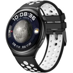 INF Bracelet De Montre En Silicone Compatible Avec Huawei, Bande Sportive Respirante Et Confortable, Design Perforé Noir Et