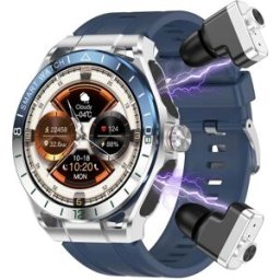Montre Connectée Sport 2 En 1 Avec Écran De 1.52 Pouce Et Écouteurs Tws Bluetooth Bleu Yonis