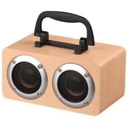 Enceinte Bluetooth Bois Portable Double Haut-parleur Stéréo Support Téléphone Jaune Yonis