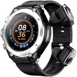 Montre Connectée 2 En 1 Avec Écouteurs Bluetooth Écran Tactile Ips 1.28' Moniteur Cardiaque Musique Sans Fil Ip67 Argent Yonis