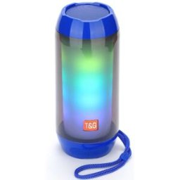 Enceinte Waterproof Bluetooth Led Autonomie 2h Radio Fm Tws Aux Mp3 Bleu Yonis