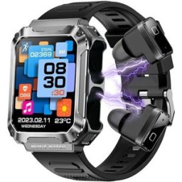 Montre Connectée 2-en-1 Avec Écouteurs Bluetooth Et Suivi Santé Argent Yonis